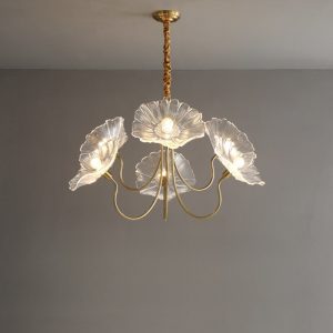 Lampy sufitowe Lotus w kształcie kwiatu ze szkła retro, styl vintage, 1-punktowa