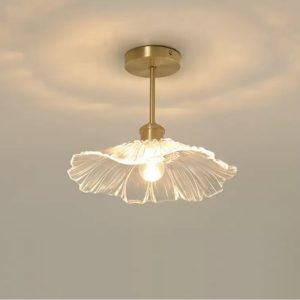 Lampy sufitowe Lotus w kształcie kwiatu ze szkła retro, styl vintage, 1-punktowa