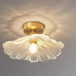 Lampy sufitowe Lotus w kształcie kwiatu ze szkła retro, styl vintage, 1-punktowa