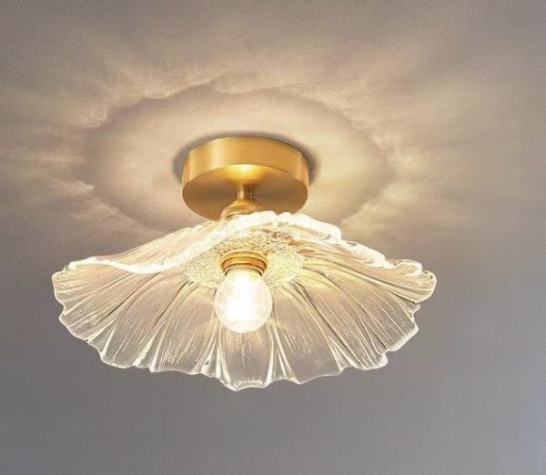 Lampy sufitowe Lotus w kształcie kwiatu ze szkła retro, styl vintage, 1-punktowa