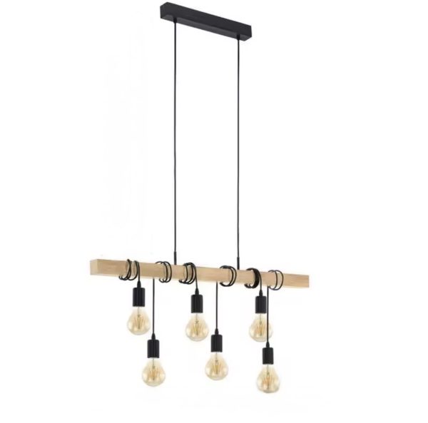 Lampa wisząca Wooden drewniana z prostokątną konstrukcją
