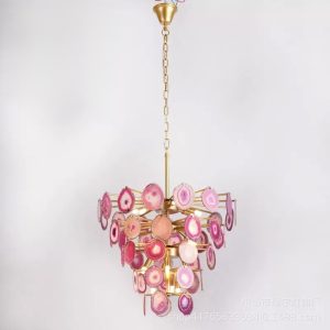 Luksusowa lampa wisząca z agatowych plastrów w stylu nowoczesnym