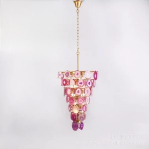 Luksusowa lampa wisząca z agatowych plastrów w stylu nowoczesnym