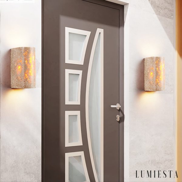 AdriaticaX - Kinkiet trawertynowy żółty, zintegrowane LED do sypialni, Ø8/9 x 17 cm