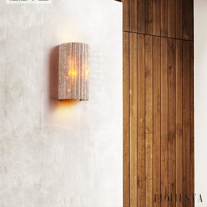 AdriaticaX - Kinkiet trawertynowy żółty, zintegrowane LED do sypialni, Ø8/9 x 17 cm