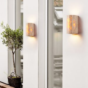 AdriaticaX - Kinkiet trawertynowy żółty, zintegrowane LED do sypialni, Ø8/9 x 17 cm