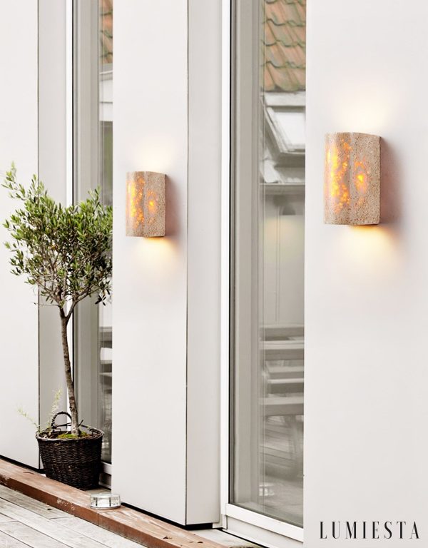 AdriaticaX - Kinkiet trawertynowy żółty, zintegrowane LED do sypialni, Ø8/9 x 17 cm