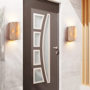 AdriaticaX - Kinkiet trawertynowy żółty, zintegrowane LED do sypialni, Ø8/9 x 17 cm