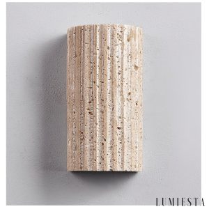 AdriaticaX - Kinkiet trawertynowy żółty, zintegrowane LED do sypialni, Ø8/9 x 17 cm