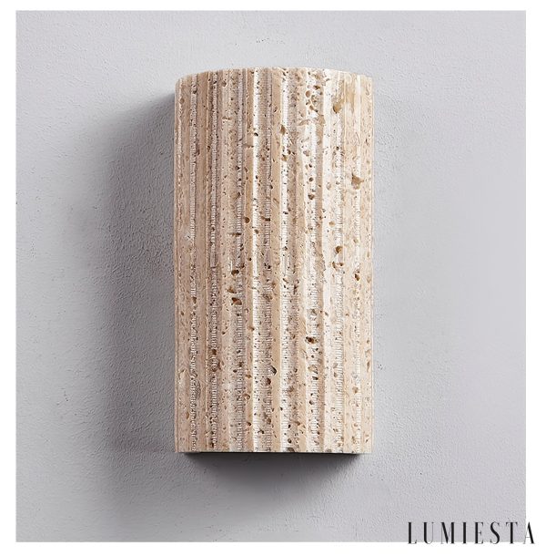 AdriaticaX - Kinkiet trawertynowy żółty, zintegrowane LED do sypialni, Ø8/9 x 17 cm