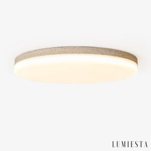 Alexandris - Plafon trawertynowy nowoczesny żółty i biały do salonu, Ø27/38/48 cm