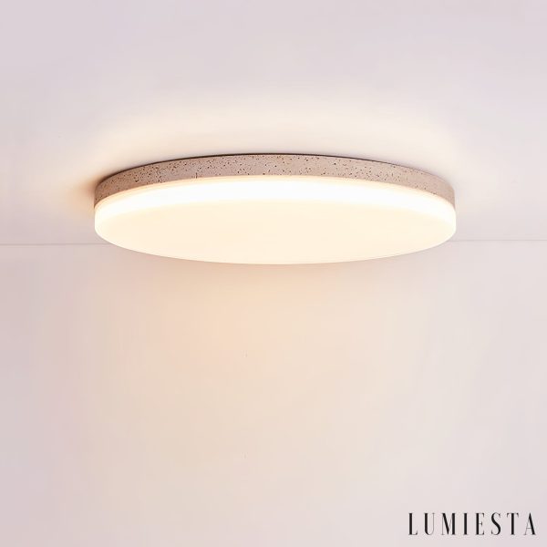 Alexandris - Plafon trawertynowy nowoczesny żółty i biały do salonu, Ø27/38/48 cm