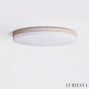 Alexandris - Plafon trawertynowy nowoczesny żółty i biały do salonu, Ø27/38/48 cm