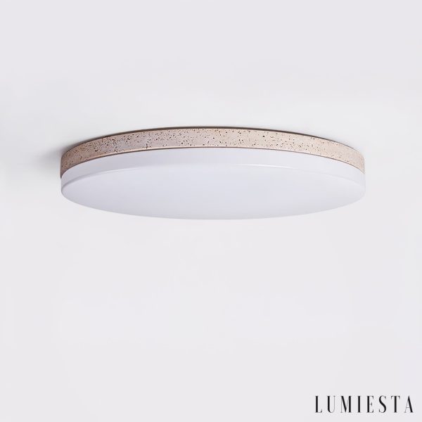 Alexandris - Plafon trawertynowy nowoczesny żółty i biały do salonu, Ø27/38/48 cm