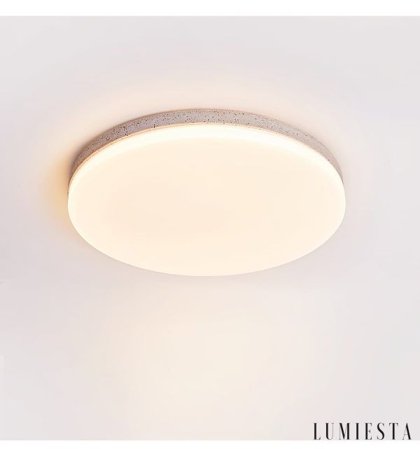 Alexandris - Plafon trawertynowy nowoczesny żółty i biały do salonu, Ø27/38/48 cm