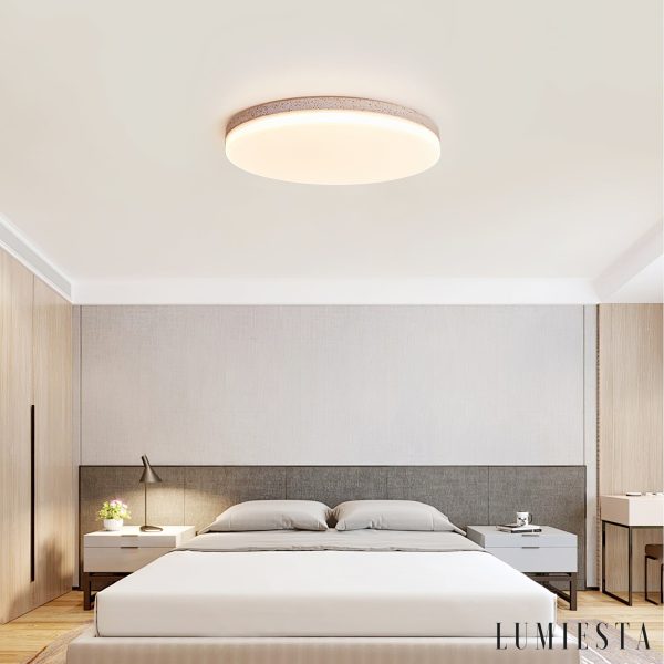 Alexandris - Plafon trawertynowy nowoczesny żółty i biały do salonu, Ø27/38/48 cm