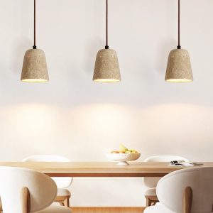 Amalfia - Lampa wisząca trawertynowa, żółta, nad stół, Ø11×12 cm