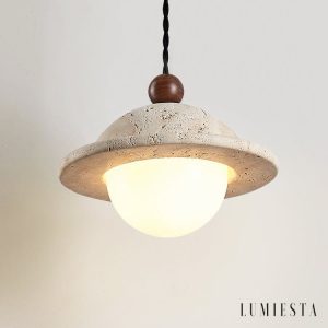 Lumiesta-aquileiax-lampa-wiszca-trawertynowo-drewniana-ta-do-jadalni-1814-cm-6.jpg AquileiaX - Lampa wisząca trawertynowo-drewniana, żółta, do jadalni, Ø18×14 cm