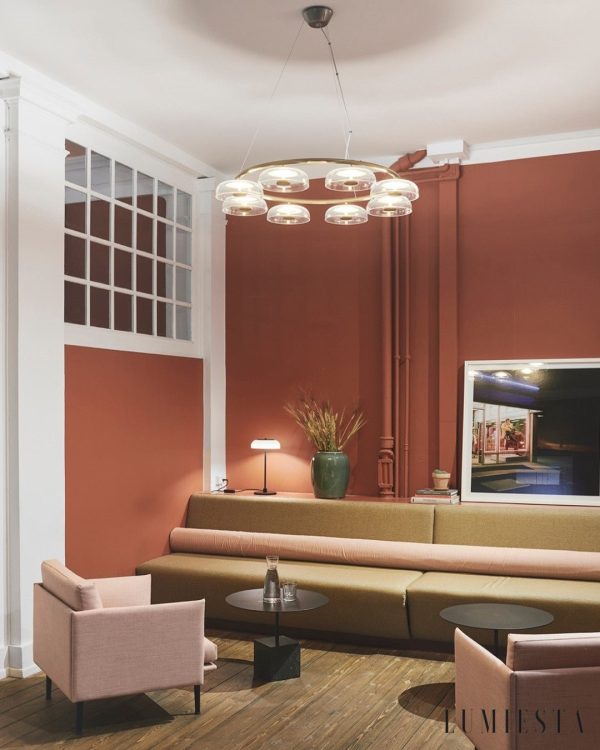 Arcadiora - Lampa wisząca glamour mosiężna, szklane klosze do salonu Ø80/100 cm