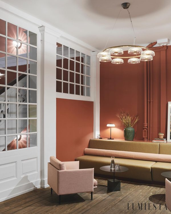 Arcadiora - Lampa wisząca glamour mosiężna, szklane klosze do salonu Ø80/100 cm