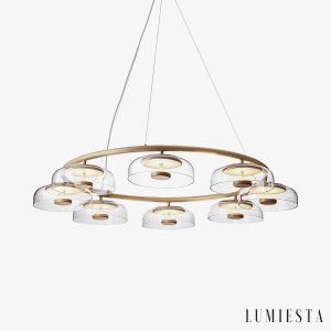 Arcadiora - Lampa wisząca glamour mosiężna, szklane klosze do salonu Ø80/100 cm