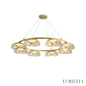 Arcadiora - Lampa wisząca glamour mosiężna, szklane klosze do salonu Ø80/100 cm
