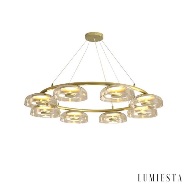 Arcadiora - Lampa wisząca glamour mosiężna, szklane klosze do salonu Ø80/100 cm