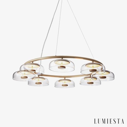 Arcadiora - Lampa wisząca glamour mosiężna, szklane klosze do salonu Ø80/100 cm