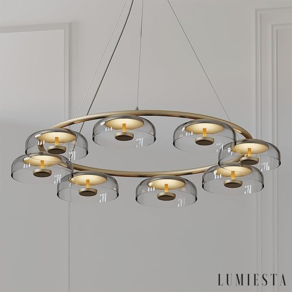 Arcadiora - Lampa wisząca glamour mosiężna, szklane klosze do salonu Ø80/100 cm