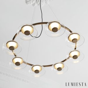 Arcadiora - Lampa wisząca glamour mosiężna, szklane klosze do salonu Ø80/100 cm