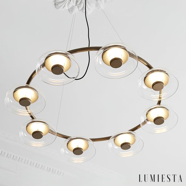 Arcadiora - Lampa wisząca glamour mosiężna, szklane klosze do salonu Ø80/100 cm