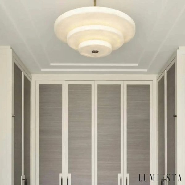 Arequixa - Lampa wisząca alabastrowa, brązowo-biała do salonu, Ø60/45 cm