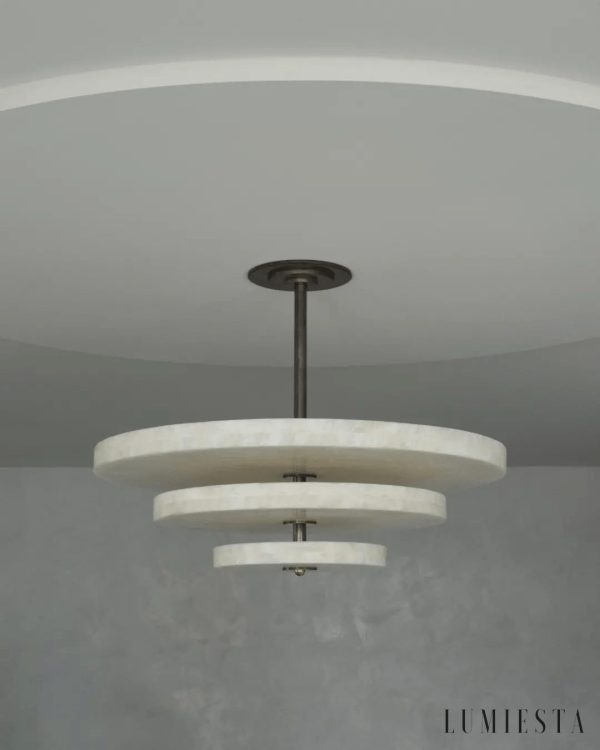 Arequixa - Lampa wisząca alabastrowa, brązowo-biała do salonu, Ø60/45 cm