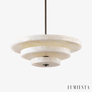Arequixa - Lampa wisząca alabastrowa, brązowo-biała do salonu, Ø60/45 cm