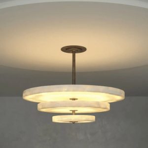 Arequixa - Lampa wisząca alabastrowa, brązowo-biała do salonu, Ø60/45 cm