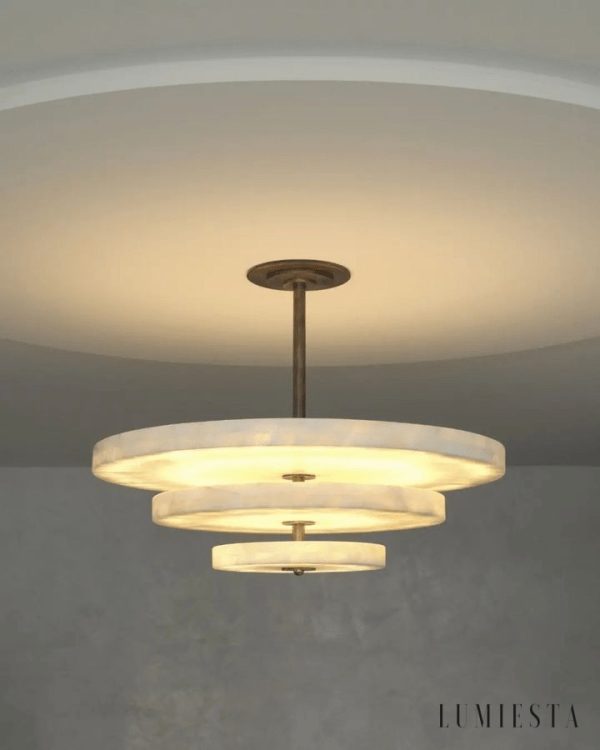 Arequixa - Lampa wisząca alabastrowa, brązowo-biała do salonu, Ø60/45 cm