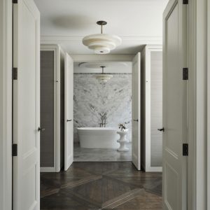 Arequixa - Lampa wisząca alabastrowa, brązowo-biała do salonu, Ø60/45 cm