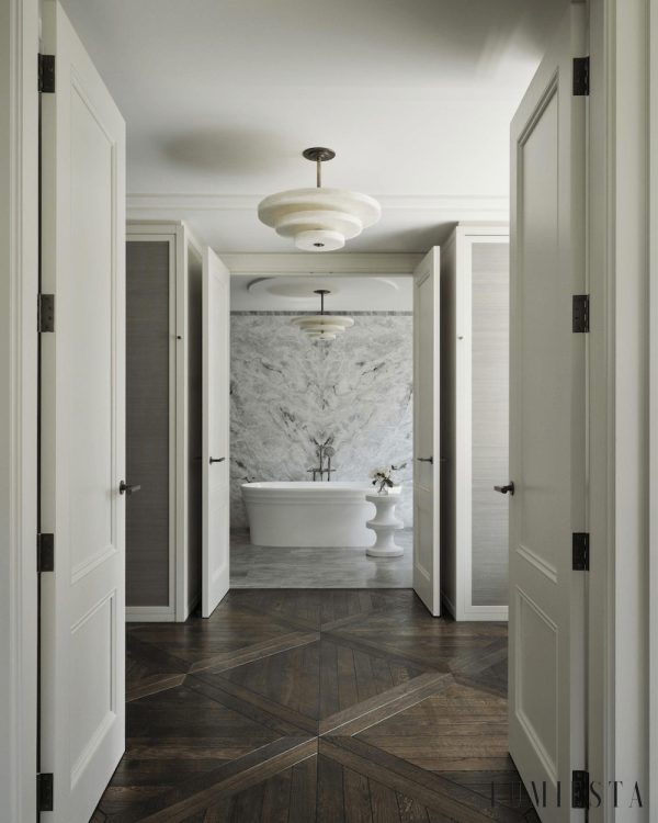 Arequixa - Lampa wisząca alabastrowa, brązowo-biała do salonu, Ø60/45 cm