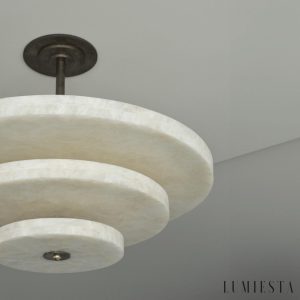 Arequixa - Lampa wisząca alabastrowa, brązowo-biała do salonu, Ø60/45 cm