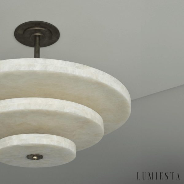 Arequixa - Lampa wisząca alabastrowa, brązowo-biała do salonu, Ø60/45 cm