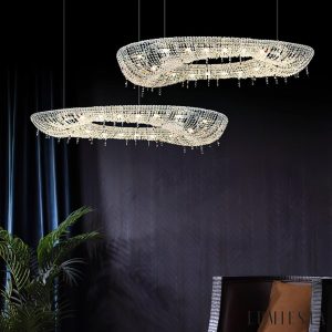 ArgentiaX - Lampa wisząca glamour chrom, kryształ, do salonu, Ø60/80/100 cm