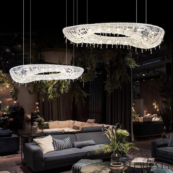 ArgentiaX - Lampa wisząca glamour chrom, kryształ, do salonu, Ø60/80/100 cm