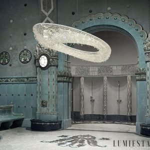 ArgentiaX - Lampa wisząca glamour chrom, kryształ, do salonu, Ø60/80/100 cm