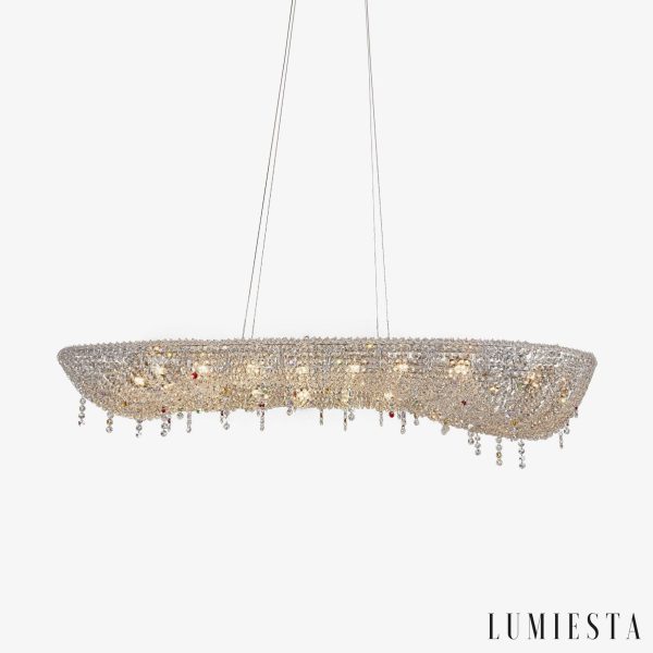 ArgentiaX - Glamour pendant lamp chrome, crystal, for living room, Ø60/80/100 cm