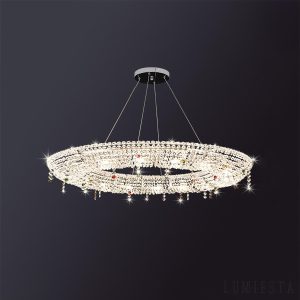 ArgentiaX - Lampa wisząca glamour chrom, kryształ, do salonu, Ø60/80/100 cm