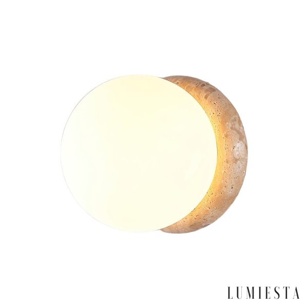 Astereta - Kinkiet trawertynowy, żółto-biały do salonu, Ø16x16 cm