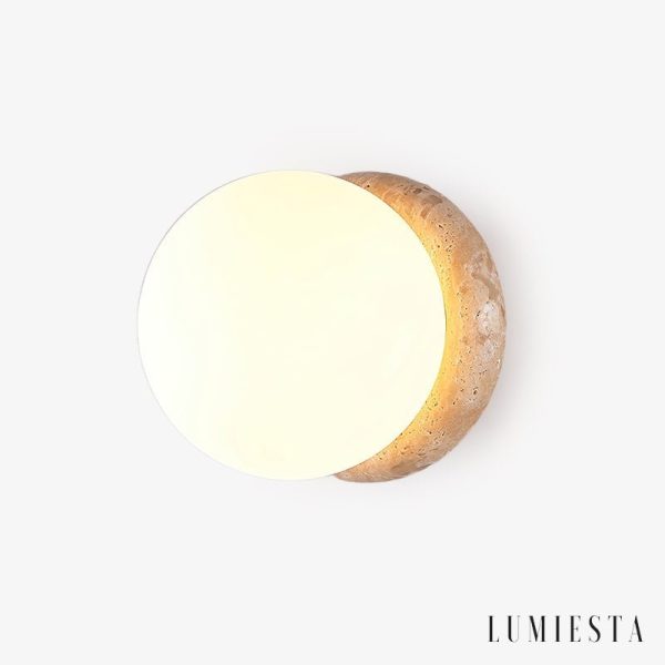 Astereta - Kinkiet trawertynowy, żółto-biały do salonu, Ø16x16 cm