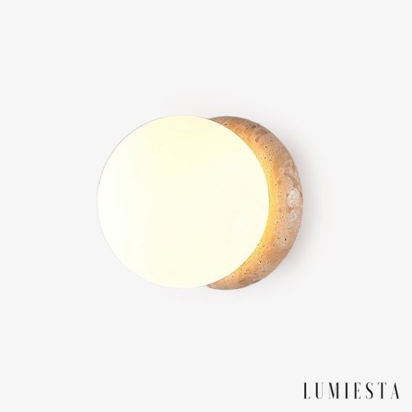 Astereta - Kinkiet trawertynowy, żółto-biały do salonu, Ø16x16 cm