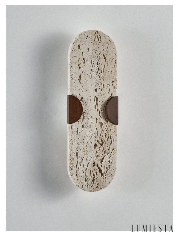 Auratryn - Lampa wisząca trawertynowa, orzechowo-żółta, do jadalni, Ø11 x 35 cm