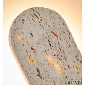 Auratryn - Lampa wisząca trawertynowa, orzechowo-żółta, do jadalni, Ø11 x 35 cm